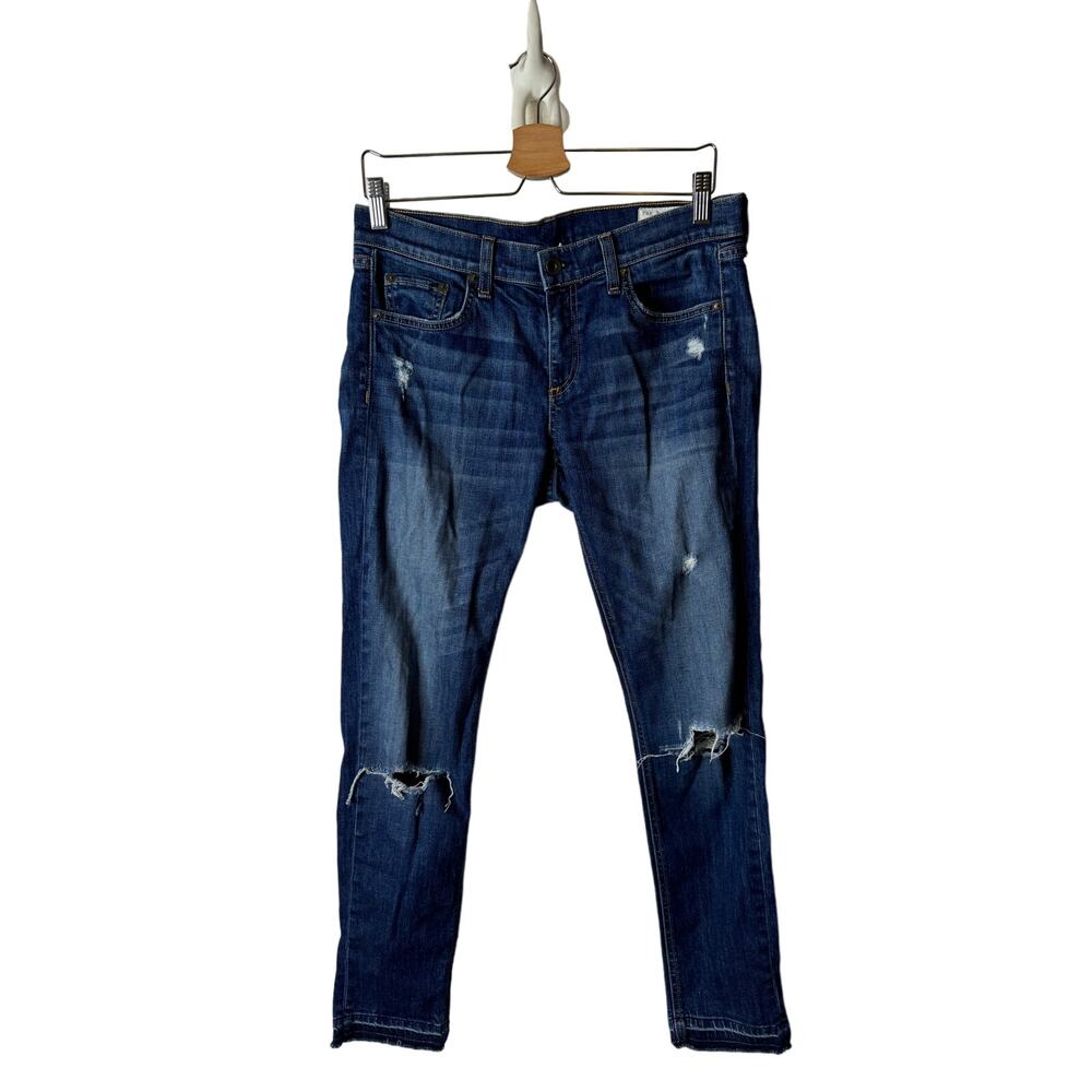 Rag & Bone Women's 28 Dre Boyfriend Jeans in Canyon Distressed Blue
